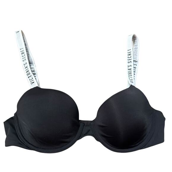 Victoria's Secret Black & White T-shirt lightly lined scoop demi bra 32C - Picture 1 of 8